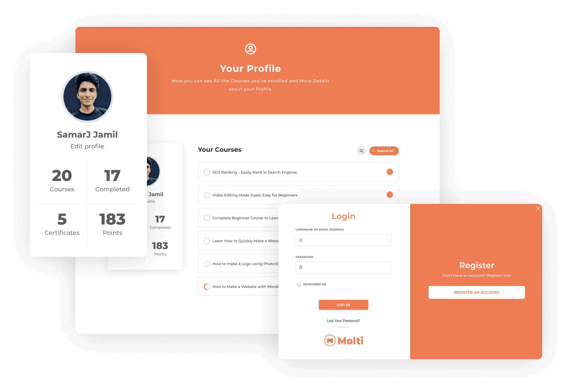 Molti LMS Account area